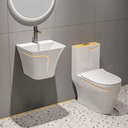 Picture of Luxury White & Gold Bathroom Sanitary Ware Set