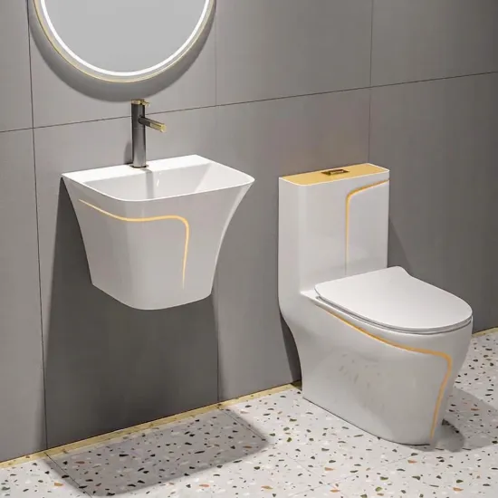 Picture of Luxury White & Gold Bathroom Sanitary Ware Set