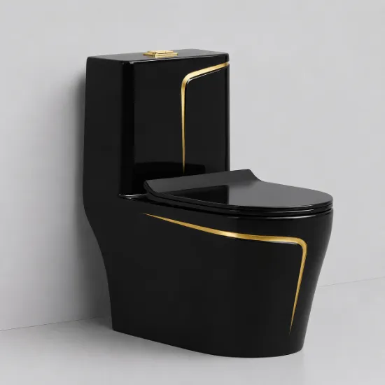 Picture of Luxury One-Piece Ceramic Toilet with Gold Accent