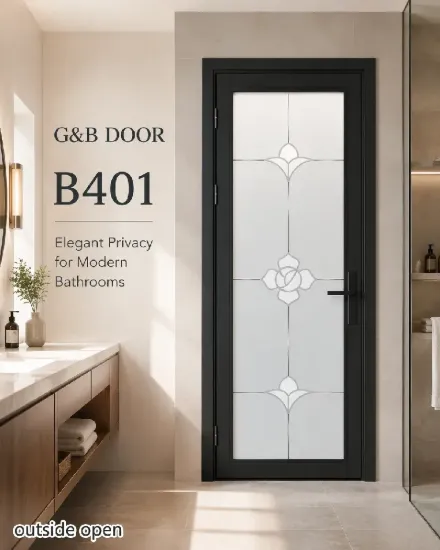 Picture of G&B B-401 Glass Bathroom Door - Opens Outward